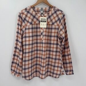 NWT Duluth Seawool Lightweight Flannel Blouse Plaid Women's Large